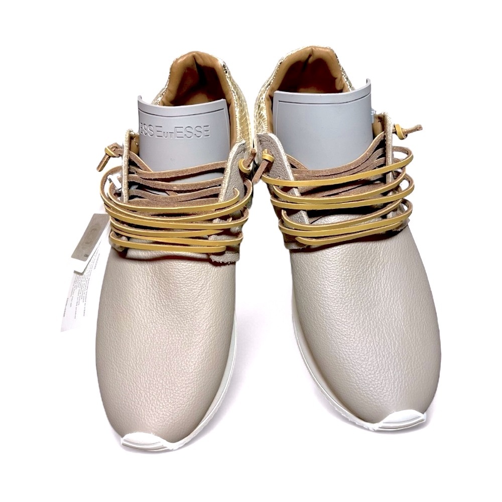 Women's Beige Fringe Leather Sneakers - Casual Chic - Picture 7 of 15